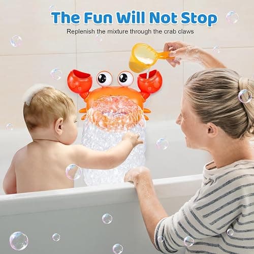 2025 Mise à Niveau Crabe faiseur de Bulles, Machine à Bulles de Bain Rechargeable, Souffle des Bulles avec des chansons pour Enfants thumbnail 7