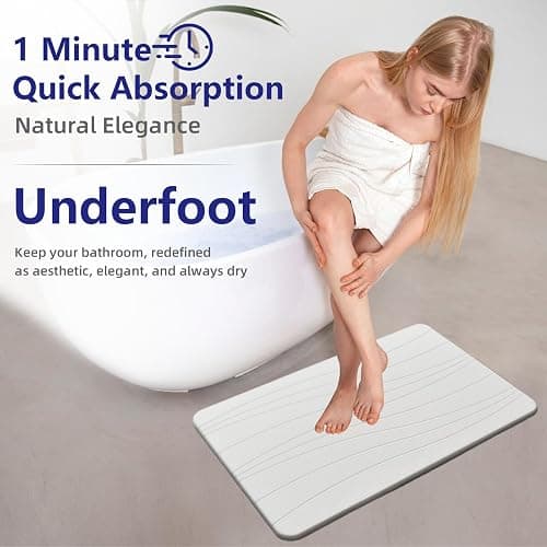Drvykkn Fast Drying Stone Bath Mats for Bathroom, Non-Slip Diatomaceous Earth Bath Mat, Super Absorbent Bath Mat Stone thumbnail 8