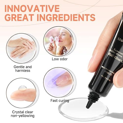 UNA GELLA Solid Nail Glue Gel 15ml Lamp Curing Needed Solid Soak Off U V/LED Lamp Required Super Strong Glue for Fake Acrylic Soft Gel Nail Tips Press On Nails Art Extension thumbnail 3
