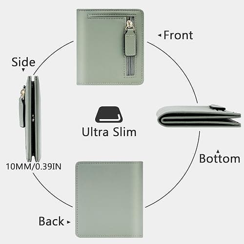 Gostwo Small Wallet for Women, Slim Bifold Credit Card Holder, Compact RFID Blocking Cash Wallet, Billfolds Thin Leather Zipper Pocket, Mini Wallet Gift for Ladies Teen Girls Travel with ID Window thumbnail 4
