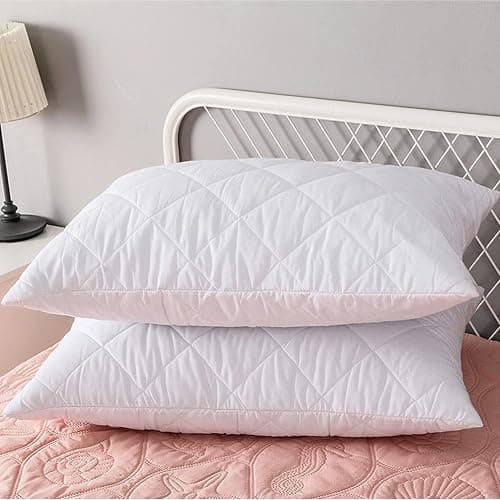 2 Pack Premium Hotel Pillows – Quilted Cover & Soft Hollowfibre Filling – Down Alternative Bed Pillows for Back, Side & Stomach Sleepers – Plush & Supportive thumbnail 2