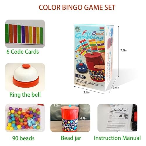 Bryasha Fast Bead Grabbing Game,Color Line Board Game,Match Color Bingo Game Set,Color Games for Kids,Hand Eye Coordination Training,Perfect for Family Game Nights and Group Gatherings thumbnail 3