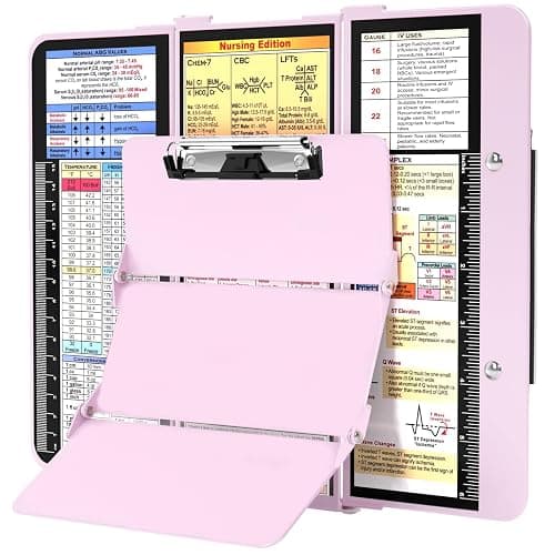 Nursing Clipboard Foldable, Foldable Clip Board w/Nursing Edition Medical Charts,3 Layers Aluminum, Nurse Note w/Low Profile Clip&Pen Clip for Students, Nurses and Doctors, Baby Pink - Image 1