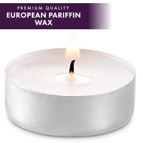 MontoPack Unscented Tea Light Candles 100 Pack | 4 hours, White, Smokeless, Dripless Small Votive Paraffin Tealights | Long-Lasting for Home, Shabbat, Weddings, Events, Emergencies | Mini Candles Bulk thumbnail 3