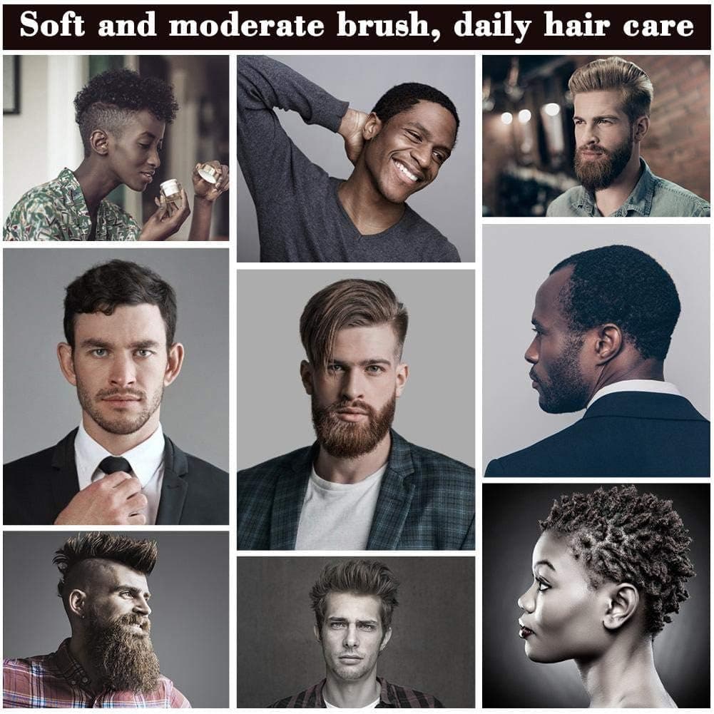 Bristle Hair Brush and Professional Massage Comb,Stiff Bristles Hairbrush for Beard Styling,Hair Brush for Men and Women,for Detangling,Smoothing,Wave Styles,Soft on Scalp,Restore Shine and Texture thumbnail 5