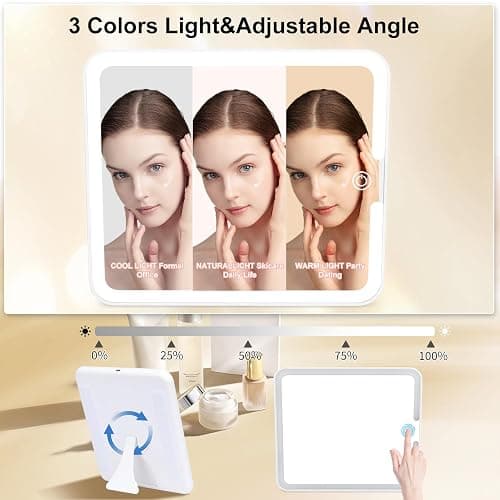 Makeup Box with Led Mirror,Travel Train Hard Case with Rechargeable Lighted Mirror Adjustable Dividers,Cosmetic Organizer Storage Bag for Makeup Artists,Appropriate Gift for Women and Girls,Black thumbnail 4