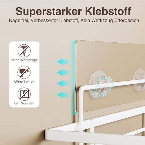 saffruff Shower Shelf No Drilling Pack of 2 Shower Shelves Shower Basket Bathroom Organiser Bathroom Shelf Shampoo Holder Shower Kitchen Bathroom Organiser with 2 Adhesive Surfaces thumbnail 4