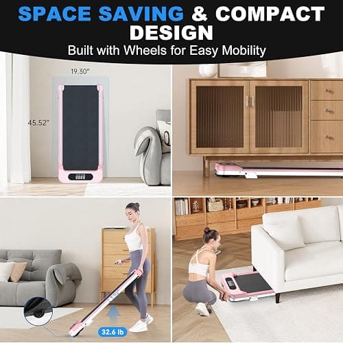 Incline Walking Pad, 3 in 1 Under Desk Treadmill with Ultra Quiet < 40dB, 2.5HP Portable Treadmill for Home Office, Wide Running Belt with 330LB Capacity, Remote Control & LED Display thumbnail 8