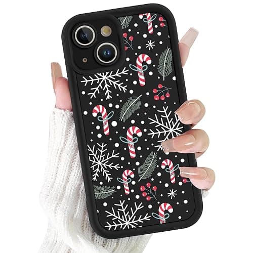 Yomjew 2 Pack Christmas Phone Case for iPhone 14 6.1", Cute Cover with Red Xmas Tree Candy Snowflake Pattern Full Camera Lens Shockproof Soft Silicone Cover for Girl Women thumbnail 4