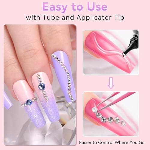 Makartt Rhinestone Glue for Nails: Super Strong Gel Nail Glue for Nail Charms Gems Decorations, 3D Gel Nail Art Bling Jewel Diamonds for Salon & DIY Manicure, 30ML UV Lamp Cured Need Beauty Gifts thumbnail 5