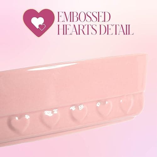 Paris Hilton 3-Piece Ceramic Baker Set, Iconic Stoneware with Square & Heart Bakers and Spoon Rest, Microwave/Oven/Freezer Safe, Durable Bakeware for Everyday Cooking & Serving, Pink thumbnail 5