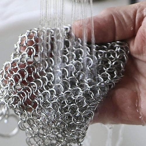 PIBC Cast Iron Cleaner 8"x6" 316L Stainless Steel Chainmail Scrubber for Griddle Skillet Dutch Oven Wok Stainless Steel Pot Cast Iron Pan thumbnail 4