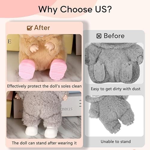 sunla Doll Shoes for 17cm Doll, Cute Mini Shoes Accessories for 17cm Dolls Sitting Standing Series, Silicone Doll Rain Shoes Boots(1 Pair Brown) thumbnail 4