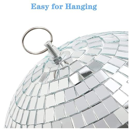 Mirror Disco Ball 8 Inch Hanging Disco Ball for Party Wedding Holiday Home Decoration, Silver thumbnail 5