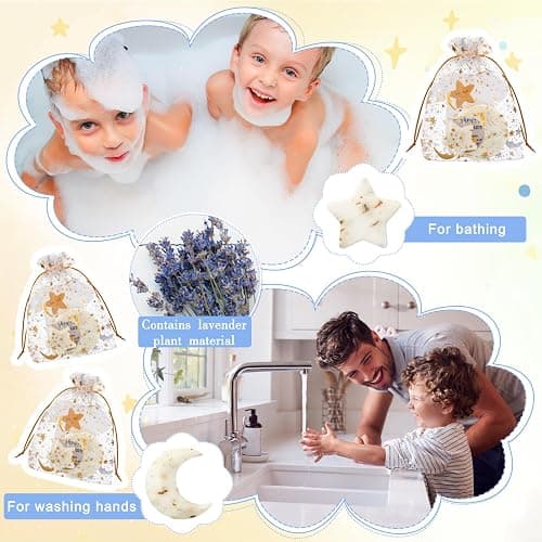 Dansib 50 Sets Baby Shower Favors Gifts Lavender Moon Twinkle Star Soaps for Guests with Thank You Cards Gender Reveal Party Decoration Women - 50 thumbnail 3