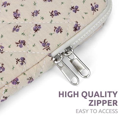 Puffy Laptop Sleeve 13-15.6 Inch Cute Quilted Laptop Protective Case Padded Floral Computer Sleeve for MacBook (A-Purple, 13 Inch) thumbnail 6