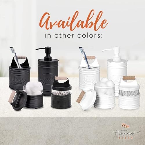 Autumn Alley Rustic Bathroom Accessories Set 4 - Galvanized Soap Dispenser, Rustic Toothbrush Holder, 2 Apothecary Jars Qtip Holder - Western Bathroom Decor – Farmhouse Bathroom Decor Accessories thumbnail 7