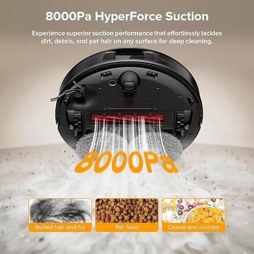 roborock Qrevo Series Robot Vacuum and Mop, 8000Pa Suction, Upgraded from Qrevo S, Anti-Tangle Brushes, Smart Obstacle Avoidance, Auto Mop Washing, All-in-One Dock, 200RPM Spinning Mops, Black(QV 35A) thumbnail 3