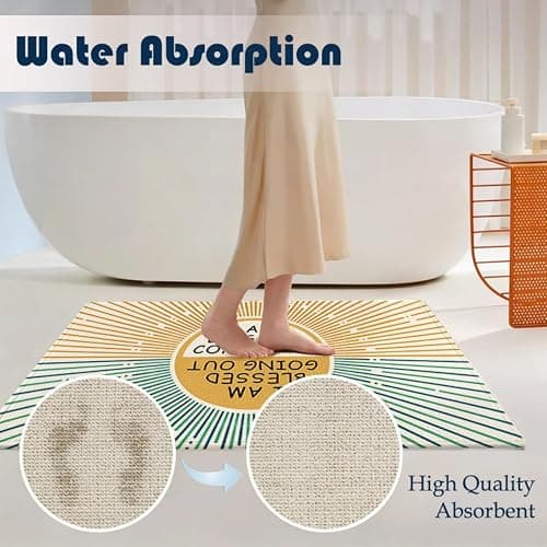 Chicimln Boho Sun Funny Door Mat, I Am Blessed Coming in and Going Out Non-Slip Linen Doormat Outdoor Indoor Entrance, Funny Welcome Small Rugs for Entryway Front Door Porch, 17x30 Inch thumbnail 4