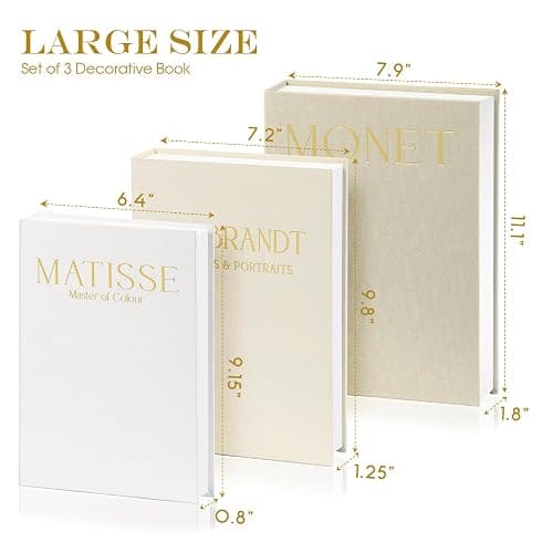 WOPIPAL Set of 3 Decorative Books for Home Decor, Linen Faux Books for Coffee Table, Bookshelf or Mantel, Aesthetic Fake Book Storage Boxes with Magnetic Snap for Photo Organization & Keepsakes Box thumbnail 3