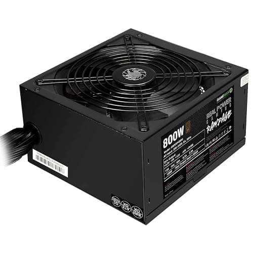 GameMax 800W Rampage Power Supply, Non-Modular, APFC, Japanese Tk Main Capacitor, 80 Plus Bronze, 88% Efficiency, 14cm Cooling Fan, Real Power Gaming | Black thumbnail 8