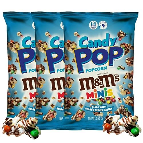 CANDY POP M&Ms Minis Candy Coated Popcorn, (5.25oz bags, 3-Pack) - Image 1