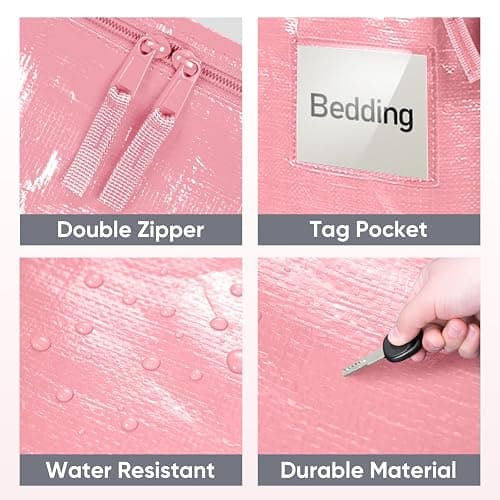 TICONN 8 Pack Extra Large Moving Bags Heavy Duty with Zippers & Carrying Handles, Durable Storage Bags Moving Boxes for Closet Organizers and Storage (8 Pack, Coral) thumbnail 6