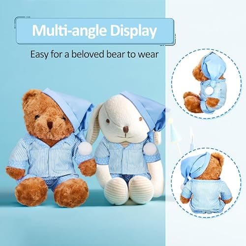 Civaner Stripe Bear Clothes Stuffed Animal Clothes 12 -16 Inch Build a Lovely Stuffed Animal Costumes and Accessories Fit, Bear is Not Included(Blue) thumbnail 4