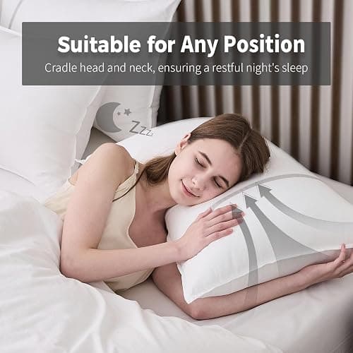 MUFEW Bed Pillows Standard Size Set of 2, Medium Firm Hotel Pillows for Sleeping, Cooling Pillows for Side & Back Sleepers, Down Alternative Filling, 20 x 26 Inches thumbnail 3