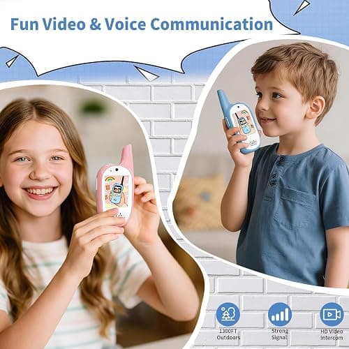 Kids Video Walkie Talkies 2 Pack,Signal of penetrates Two Walls,Rechargeable,HD Camera & 2" IPS Screen,Real-Time Video Call,3 Voice and 4 displays Changer,Toys Gifts for Boys Girls Ages 3-12 thumbnail 5