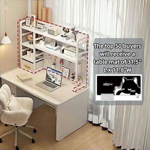 Desktop Bookshelf, Multi-Size pegboard Storage and Organization Rack, Dorm Desk Shelf, White Desk Hutch, Desktop Storage for Office, Study, Student Storage and Display Rack (37.4" Lx9.9 Wx37 H) thumbnail 3
