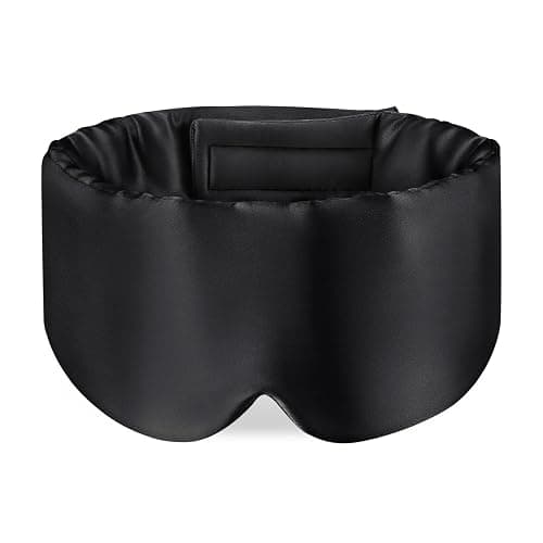 Zenssia 100% Mulberry Silk Sleep Mask Eye Mask for Man and Woman with Adjustable Headband, Full Size Large Sleep Mask & Blindfold for Total Blackout for All Night Sleep, Travel & Nap- Black - Image 1
