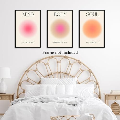 Adyggefy Art Positive Aura Aesthetic Posters 3 Piece Colorful Aura Gradient Canvas Wall Art Spiritual Soul Body Mind Quote Print Painting Danish Pastel Wall Decor for Yoga 12x16in Unframed thumbnail 7
