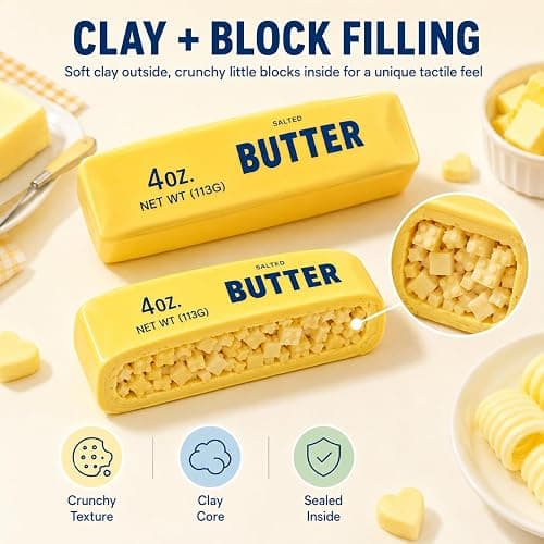 Crunchy Butter Squishy Asmr Bead Filled, Slow Rising Squeeze Fidget Toy | Durable Portable Slow Rebound Calming Tool for Kids Adults thumbnail 6