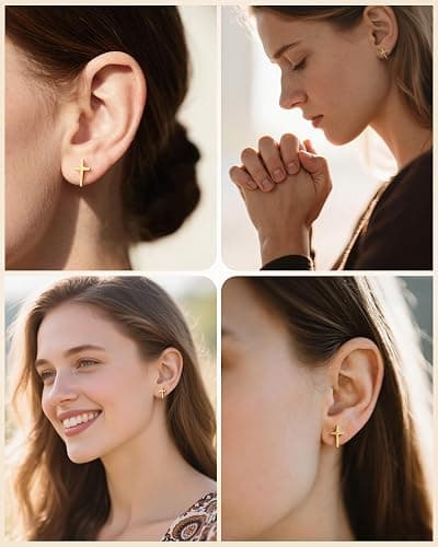 Cross Earrings for Women Teen Girls, Christian Jewelry Religious Easter Gift with Meanningful Quote Card thumbnail 2