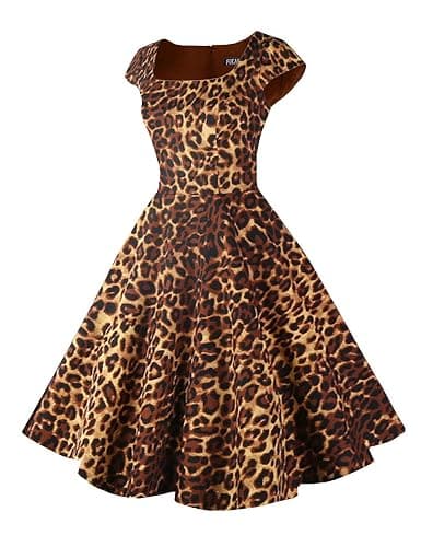PUKAVT Women's Cocktail Party Dress Cap Sleeve 1950 Retro Swing Dress with Pockets thumbnail 4