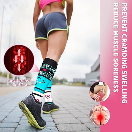 Sooverki Compression Socks for Women & Men 6 Pairs is Best Supportive Knee High Stockings for Circulation, Travel, Nurses thumbnail 4