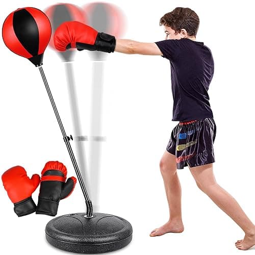 Punching Bag Set Toy with Boxing Gloves, Ideal Birthday for Kids Ages 3-8+ | Height Adjustable Punching Bag, Sport Toy for Boys Girls, Ideal Christmas Birthday Gift for Kids - Image 1
