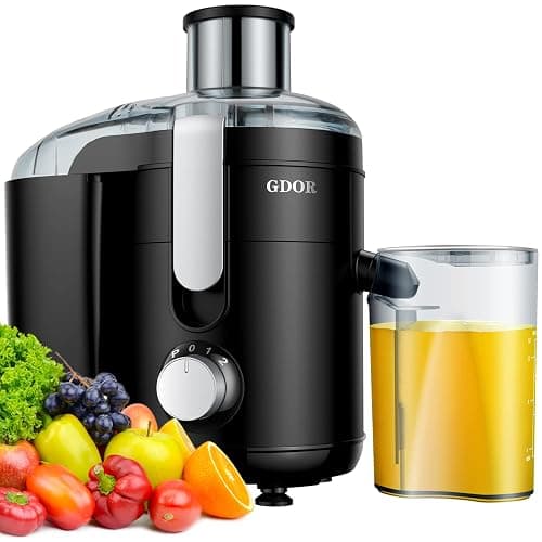 GDOR Juicer Machine, Electric Centrifugal Juicer with Titanium Enhanced Cut Disc, Dual Speeds with 2.5" Feed Chute, for Fruits and Veggies, Anti-Drip, Includes Cleaning Brush, BPA-Free Black - Image 1