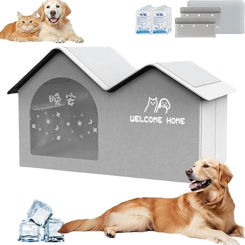 2025 New Air Conditioner Cat House, Dog House with Ac, Foldable Pet Cooling House with Air Conditioning 10 Ice Packs, for Small Dogs and Cats (Grey) - Image 1