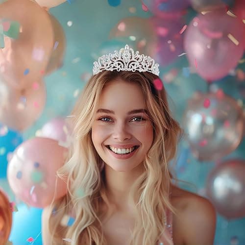 Schmoopy Tiara Crown for Women, Crystal Tiara for Bridal Prom Queen Birthday Wedding Party (A-Silver) thumbnail 7