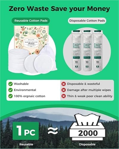 ProCIV Reusable Makeup Remover Pads - 16 Packs Washable Organic Bamboo & Cotton Rounds for All Skin Types & Toner with Laundry Bag, Eco Friendly Zero Waste Soft Cotton Rounds for Woman Gift (White) thumbnail 2