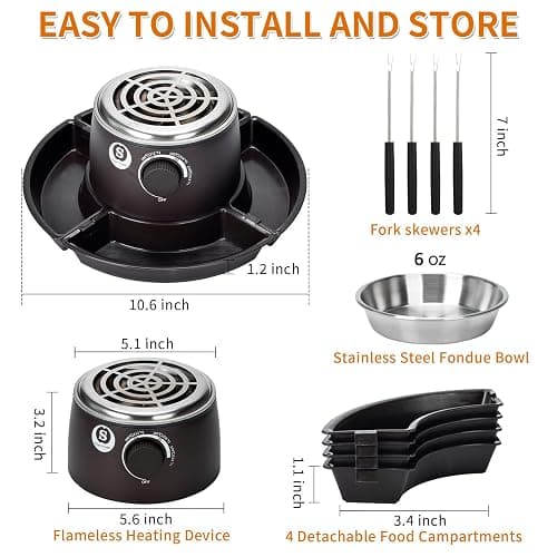 SANLE SOPFFY 2 in 1 Electric S'mores Maker & Fondue Pot,S'mores Maker Tabletop Indoor Kit with 4 Roasting Forks & 1 Flameless Temperature-controlled Heater,Christmas Gifts,Family Gifts thumbnail 3