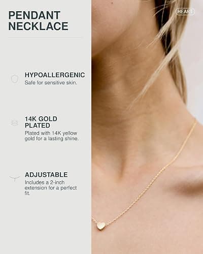 PAVOI 14K Gold Plated Cubic Zirconia Heart Necklace | Cute Dainty Love Pendant Necklaces for Women - Valentines Day Trendy Jewelry thumbnail 2