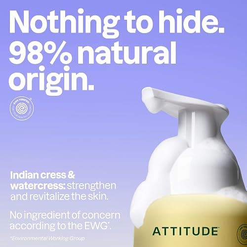 ATTITUDE Foaming Hand Soap, EWG Verified, Plant and Mineral-Based Ingredients, Vegan and Cruelty-free Personal Care Products, Earl Grey & Fresh Cucumber, 10 Fl Oz thumbnail 3