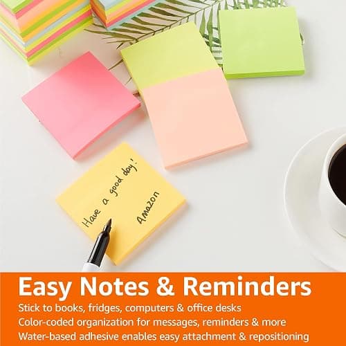 Amazon Basics Square Sticky Notes, Office Supplies for Desk, 3-x-3-inch, 24-Pack, Assorted Colors thumbnail 7