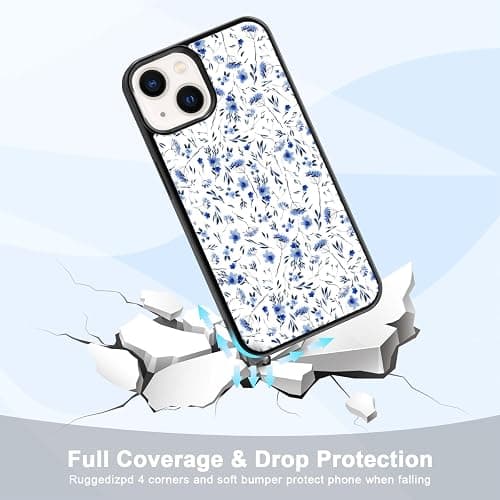 Axulimin Cute Blue Flower Floral Aesthetic Phone Case for iPhone 14 & iPhone 13 Case for Teen Girls Women Kids Girls -6.1Inch thumbnail 3