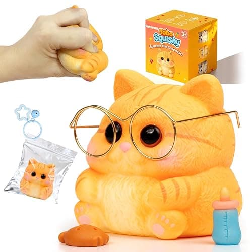 Reenovan Cat Squishy Toy, Soft TPR Stress Relief Sensory Squeeze Toys, Cute Kawaii Desk Toy, Birthday Gift and Party Favor for Kids and Adults thumbnail 3