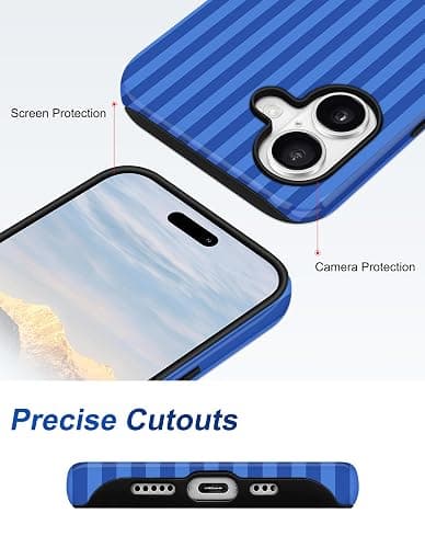 Aitipy Compatible with MagSafe Striped Phone Case for iPhone 16e/17e, Cute Magnetic Navy Blue Aesthetic Stripes Soft TPU and Hard PC Shockproof Protective Phone Cover for Women Girls thumbnail 5