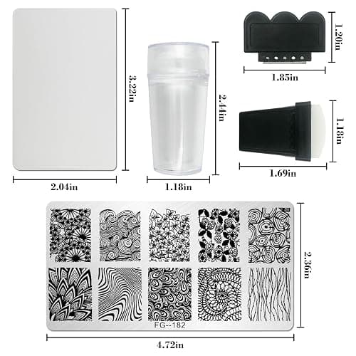 AddFavor Nail Stamper Kit 7pcs Nail Stamping Plates Geometric Mandala Flower Nail Stencils with 2 Stamp and 2 Scraper for Home Salon Manicure Design Supplies Tools thumbnail 3